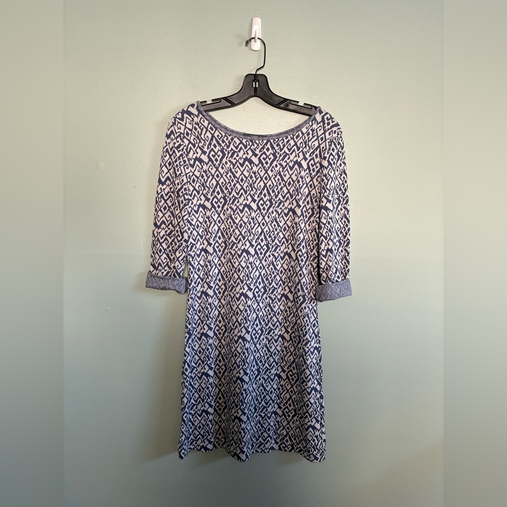TART Women's Medium Modal Knit Aztec Ikat Blue Shift Dress Anthropologie Sz S
